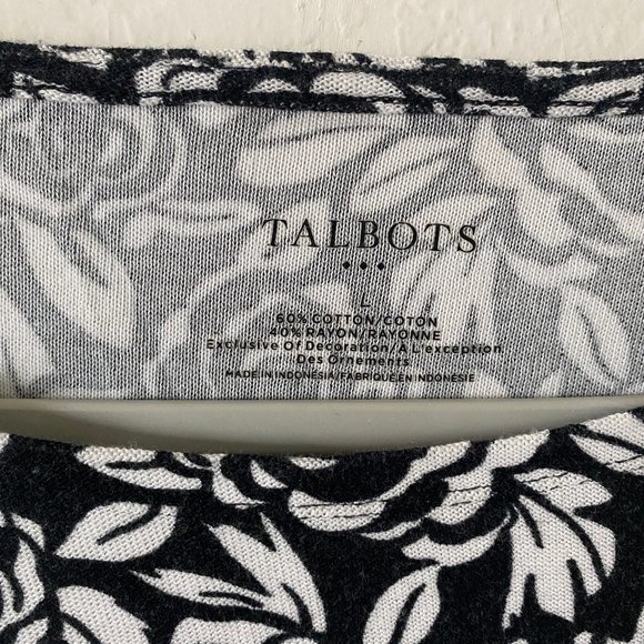Talbots Womens Blouse Floral Rose Size L Boatneck 3/4 Sleeve Casual Summer Top - Picture 3 of 10